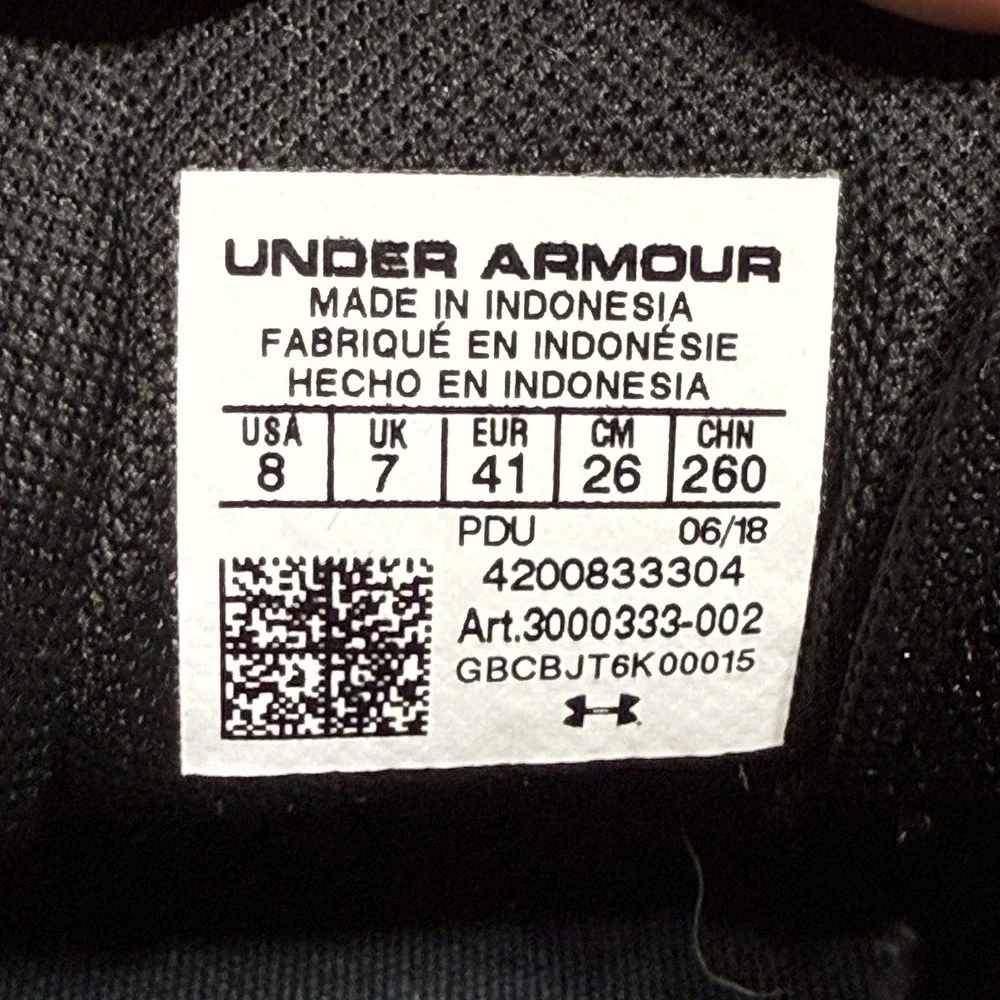 Under Armour Shoes Mens‎ Sz 8 Athletic Sneakers 3000333-002 Black Workout Gym